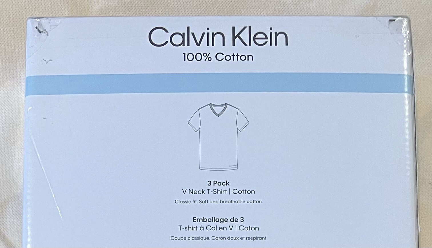 CALVIN KLEIN 3 PACK CLASSIC FIT Soft Breathable Cotton T-SHIRTS V Neck LARGE gallery