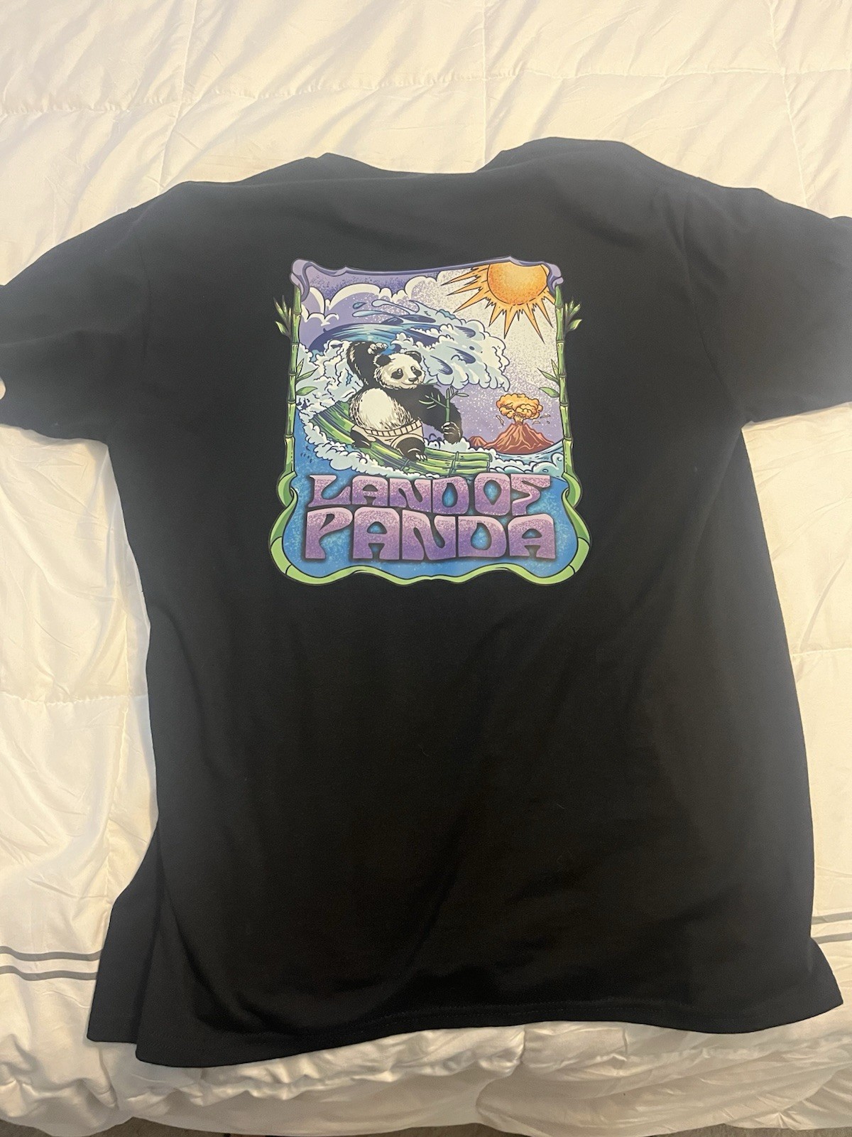 Land of Panda Concert shirt Graphic Print Black Mens L Crew Neck Short Sleeve gallery