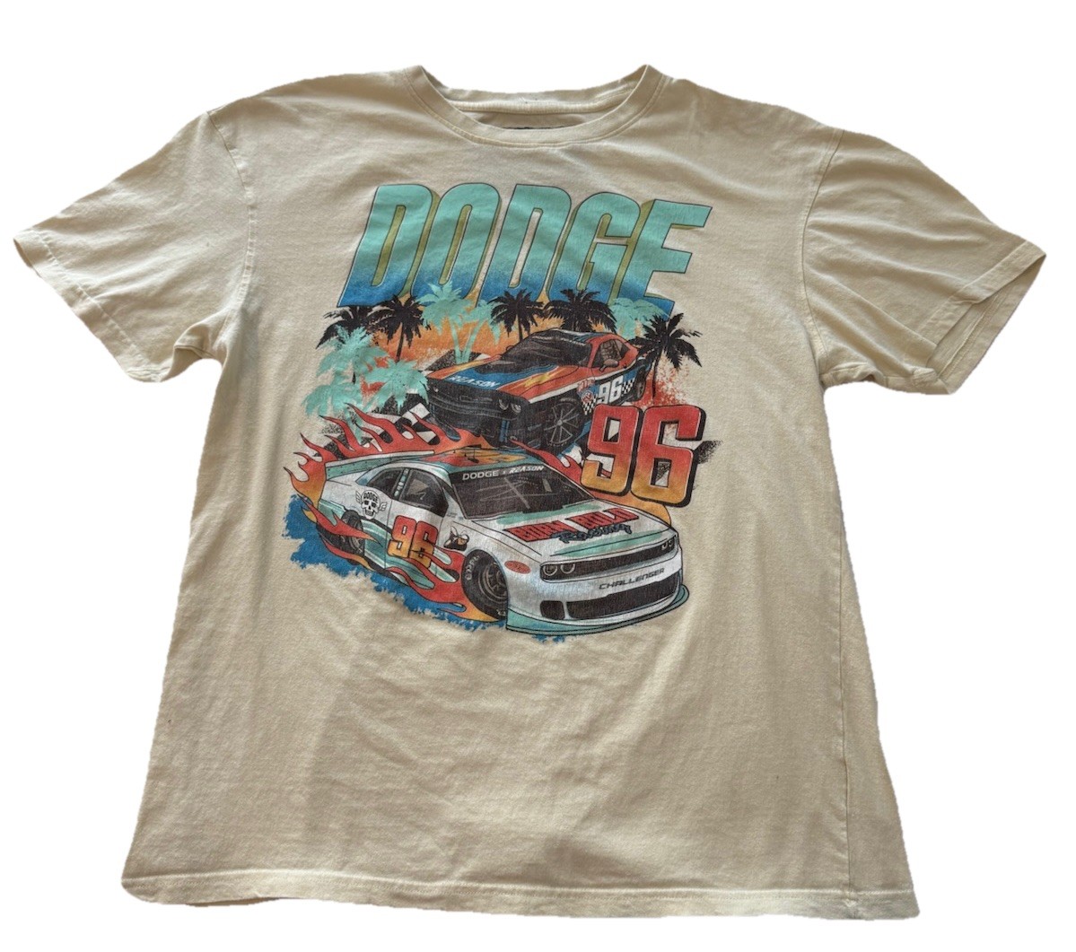 Dodge x Reason Limited Edition Challenger 96 Graphic T Shirt Mens Large Beige