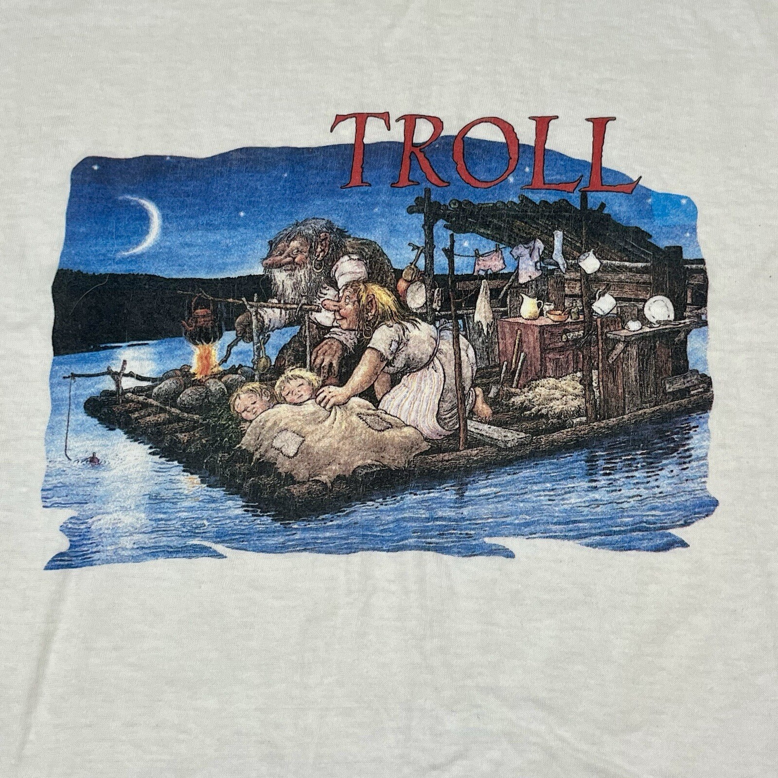 Vintage Trolls Norway Single Stitch T Shirt Mens Unisex XXL 46” Rolf Lidberg Art