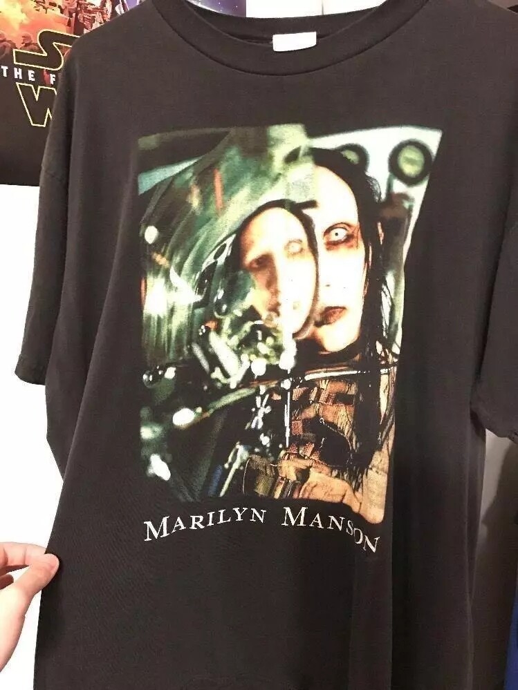 90’s Marilyn Manson Classic Style Unisex Black Unisex Tshirt Reprint S-5XL