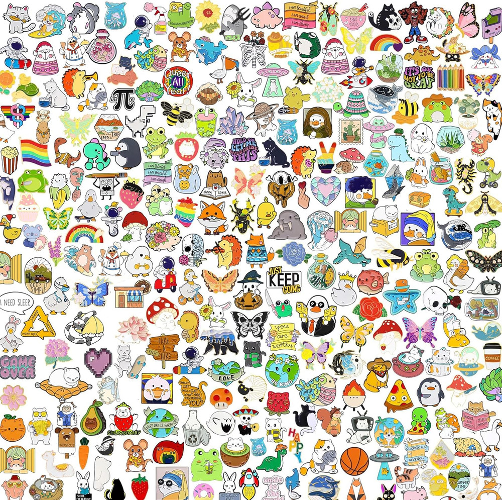 40/60pcs Cute Enamel Pins Bulk Set Anime Plant Cartoon Lapel Badges