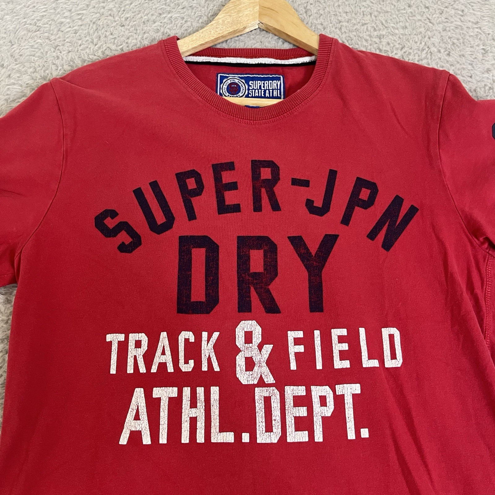 Superdry Track and Field T Shirt Mens L* M Medium Red Crew Neck Short Sleeve gallery