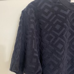 Edifice Pull Over Shirt Navy Velvet Textured Fabric Size XL Cotton Short Sleeve