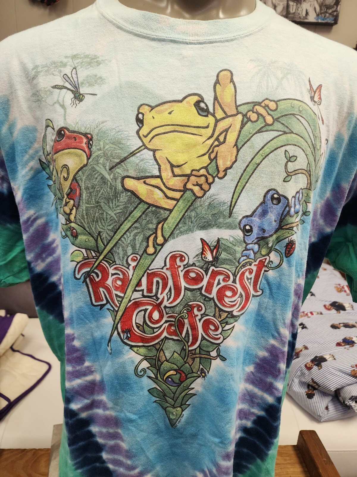 Vtg Unisex 2007 LIQUID BLUE RAINFOREST CAFE T-SHIRT FROGS XXL gallery