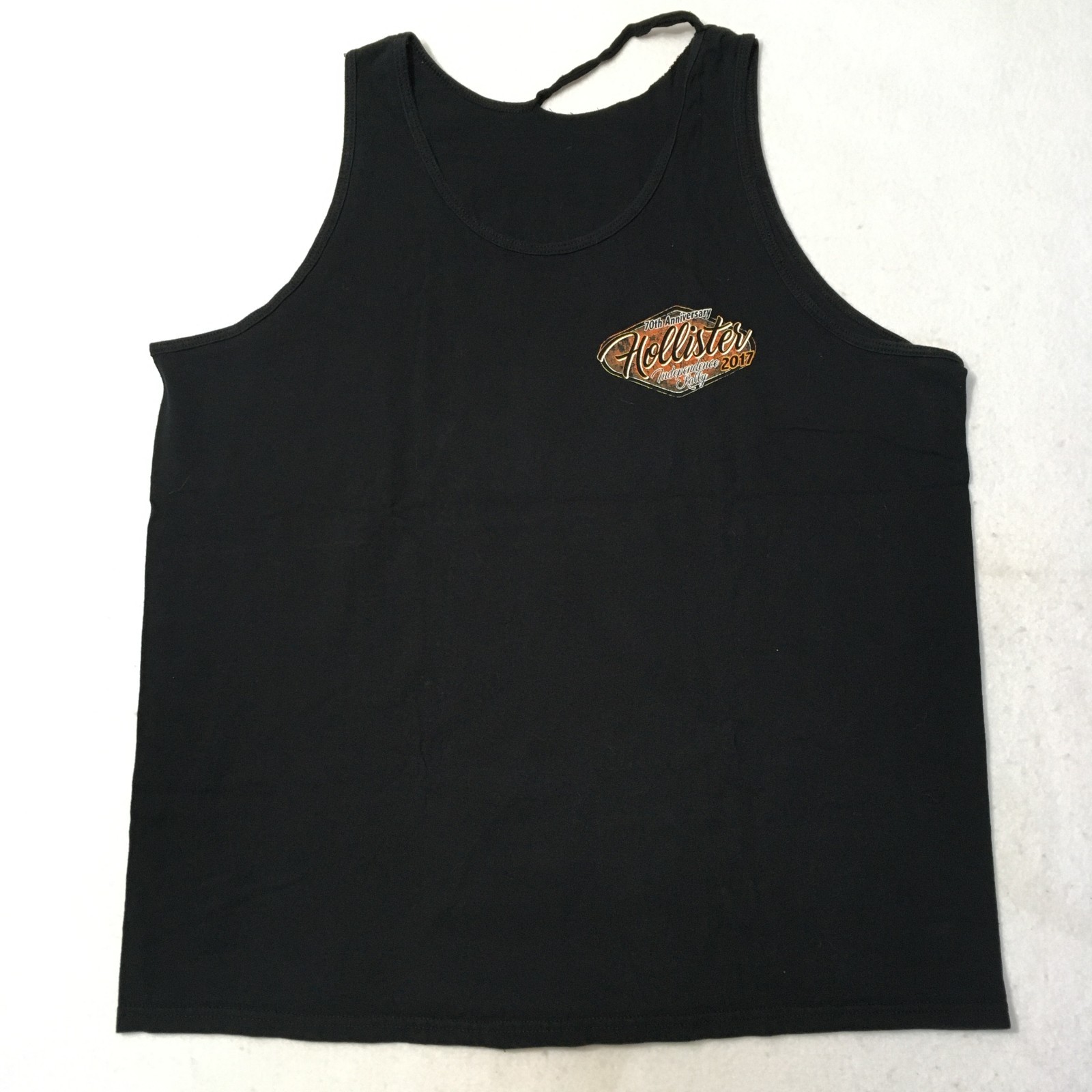 MOTORCYCLE RALLY HOLLISTER TANK Double Sided 70TH Mens XXL 2XL distress strap gallery