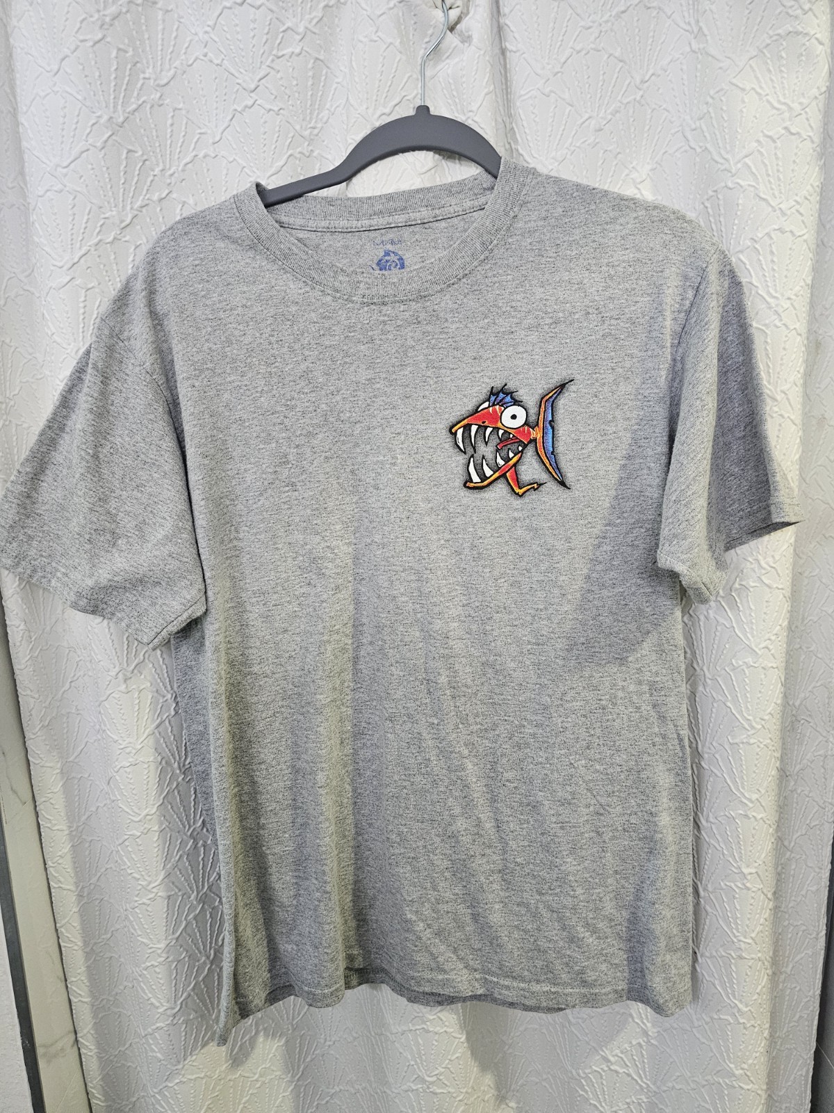 Men’s (Unisex) Medium Gray Piranha Print Cozumel Mexico Short Sleeve T-Shirt