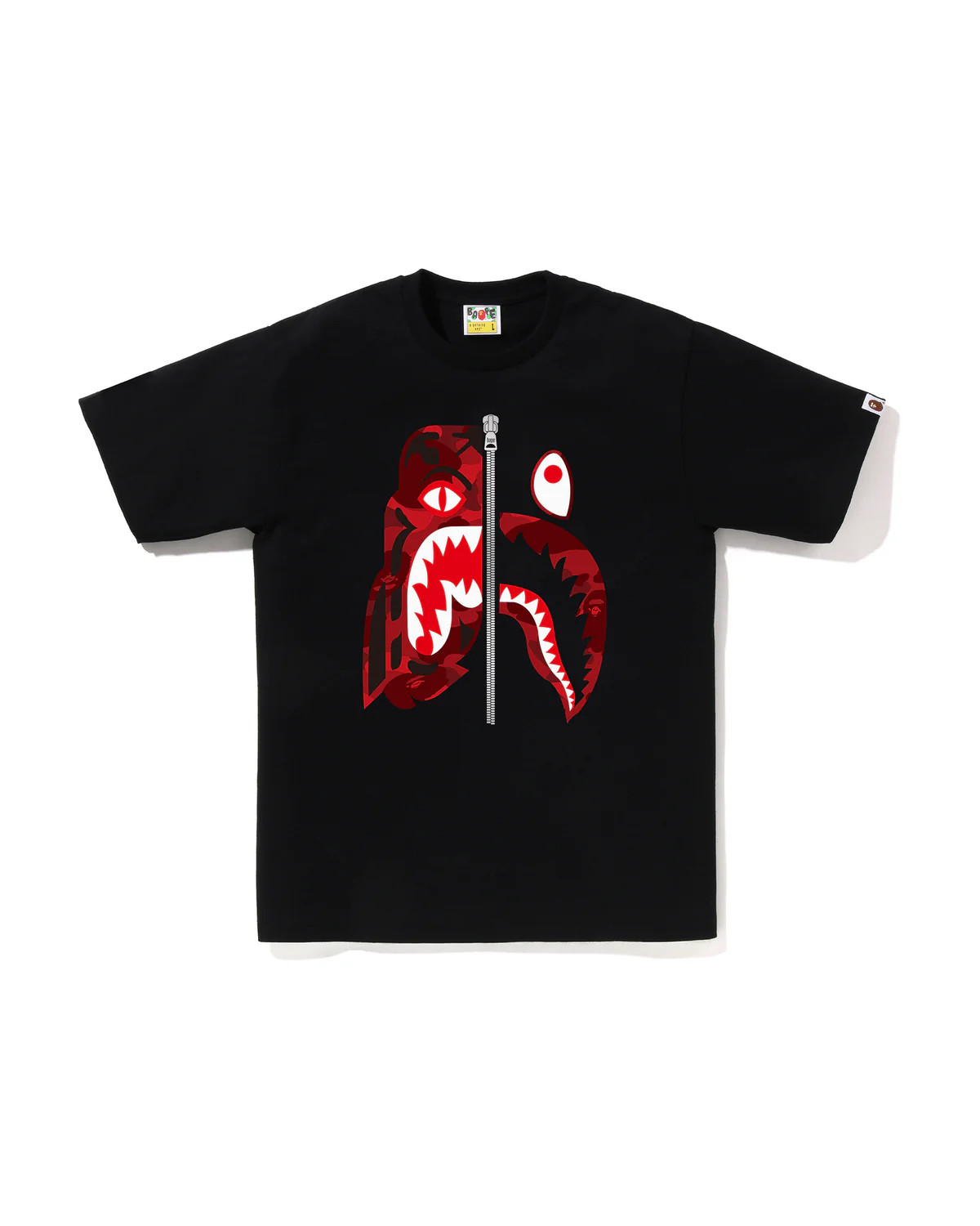 A Bathing Ape Color Camo Tiger Shark Tee Black Red size XL