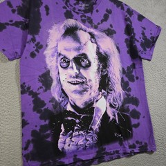 Beetlejuice Tie Dye Shirt Mens Large L Purple Distressed Classic Movie Retro NWD