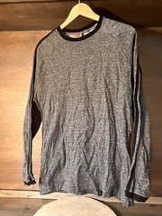 MACHINE PULLOVER LONG SLEEVE RIBBED SHIRT SIZE LARGE GRAY 100% COTTON TEXTURED