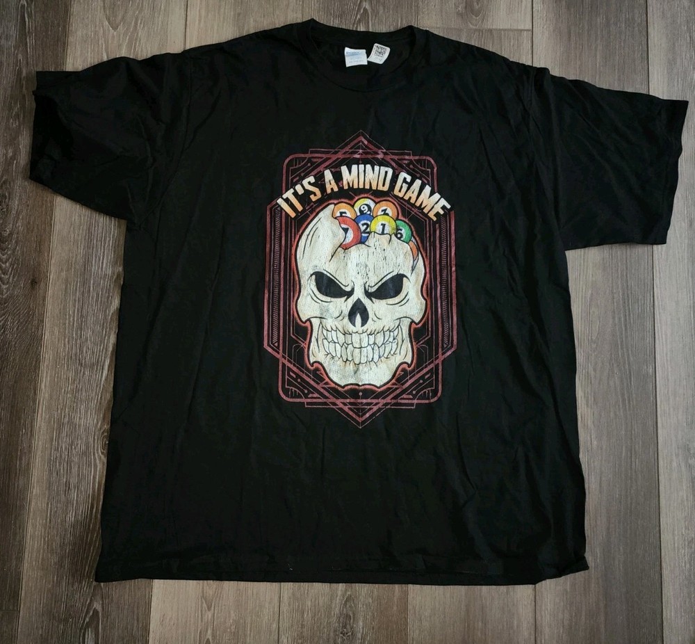 Billiards Pool Skull T-Shirt – It’s A Mind Game – Men’s 3X