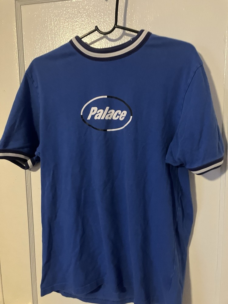 Palace Blue Ringer Logo Crew Neck Short Sleeve Men’s Cotton Knit T-Shirt