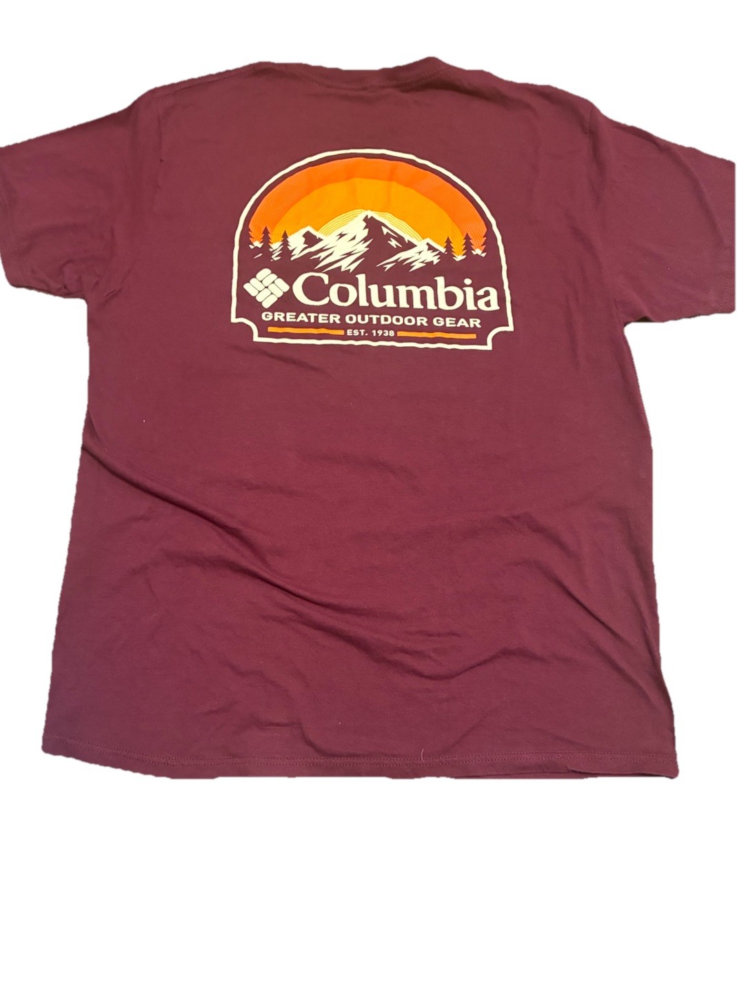 Columbia Maroon Cotton Graphic Outdoor Logo T-Shirt Men's XL All Seasons gallery