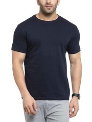 Men’s Classic Solid Plain Cotton Round Hem Scallop Essentials Tshirt S-2XL
