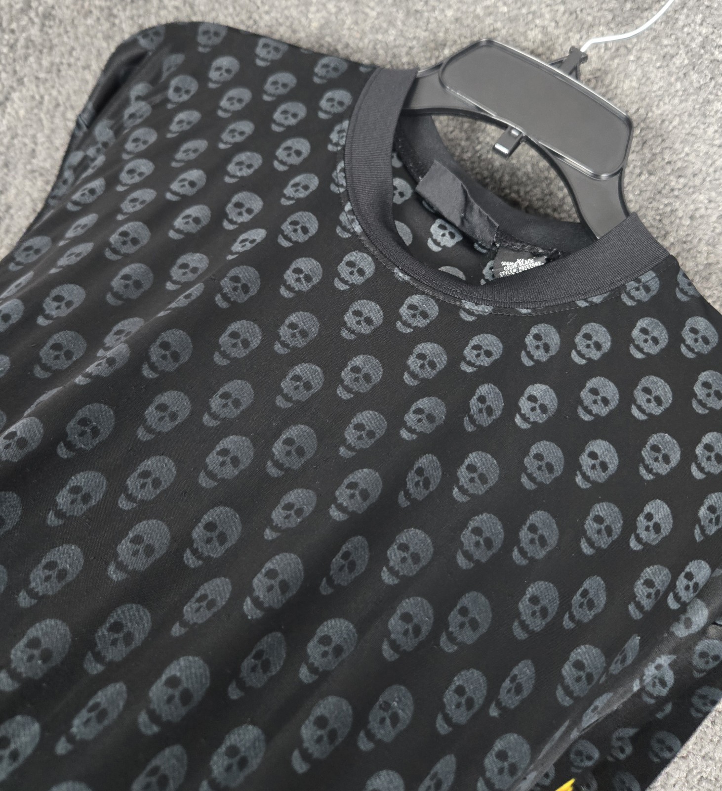 Y2K No Boundaries Skull Shirt Men's XL Sheer Flame 2000s Tribal Skate Polyester gallery