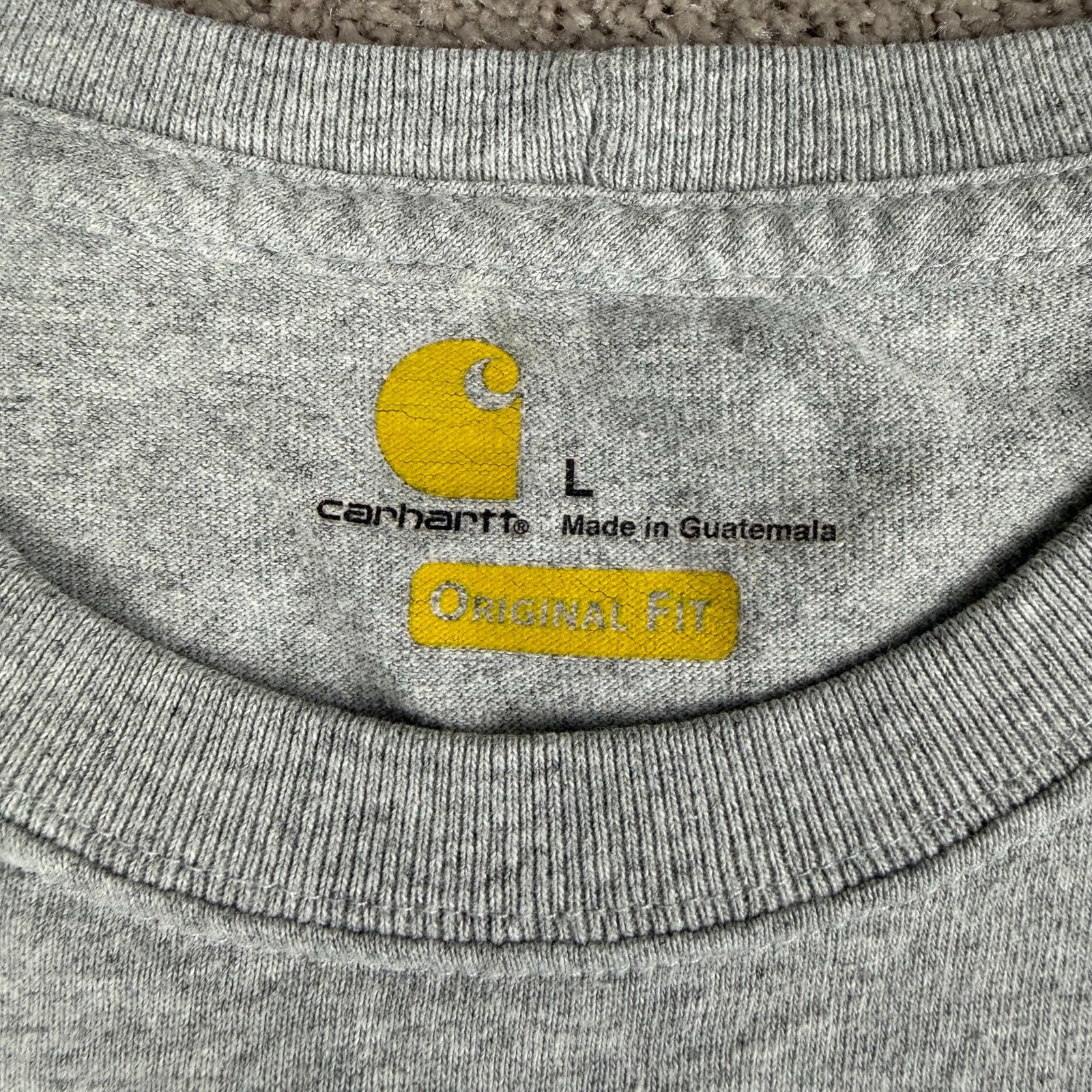 Carhartt Heavy Duty Original Fit Short Sleeve Grey Crewneck Pocket Tee Size L gallery