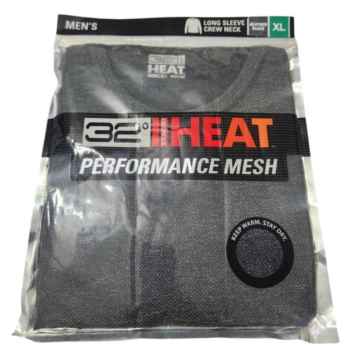 32 Degrees Heat Mens XL Long Sleeve Crew Neck Tee T-Shirt Heather Black gallery