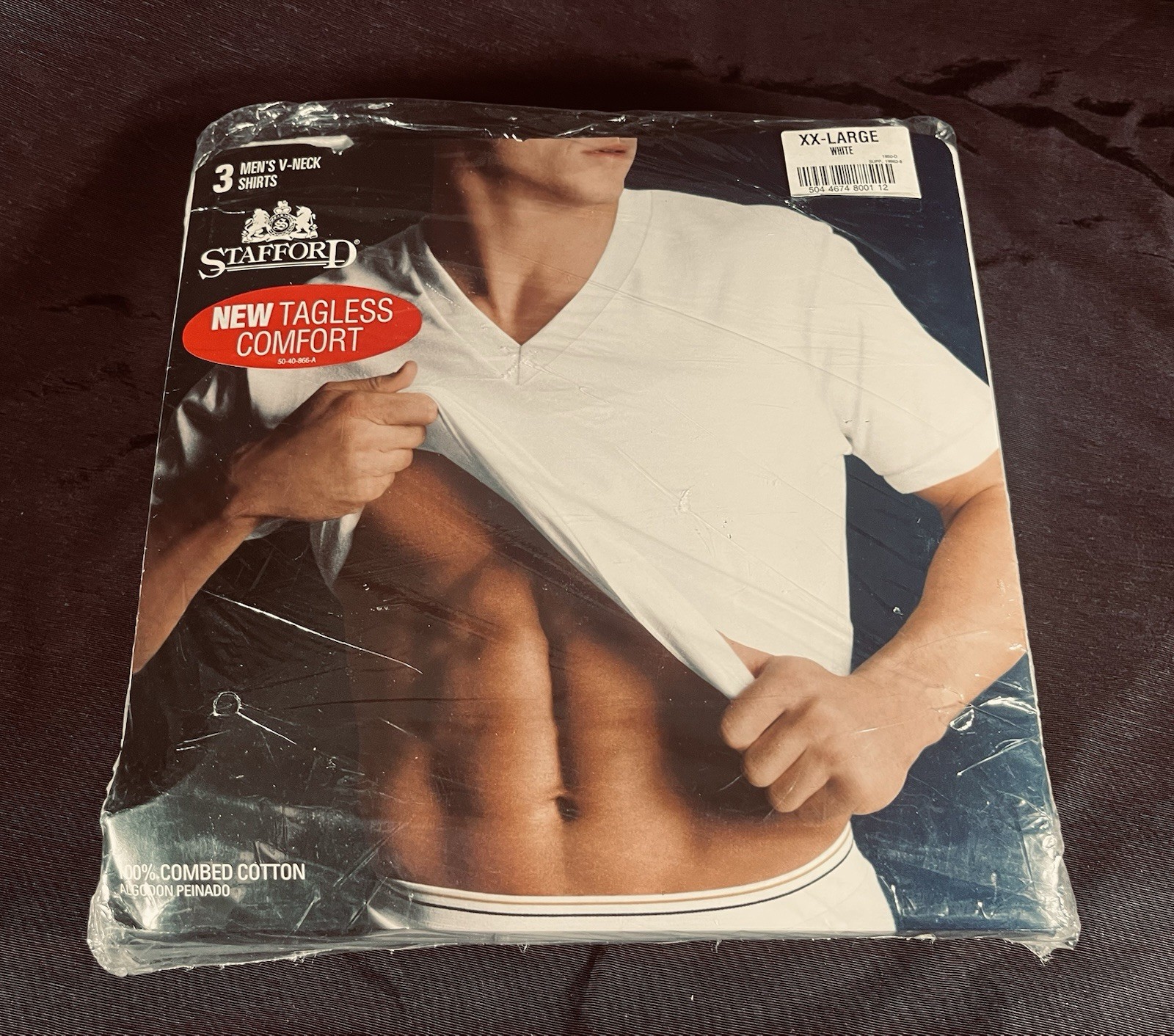 Stafford 3 Mens V-Neck Shirts 100% Combed Cotton XX-Large White NEW SEALED gallery