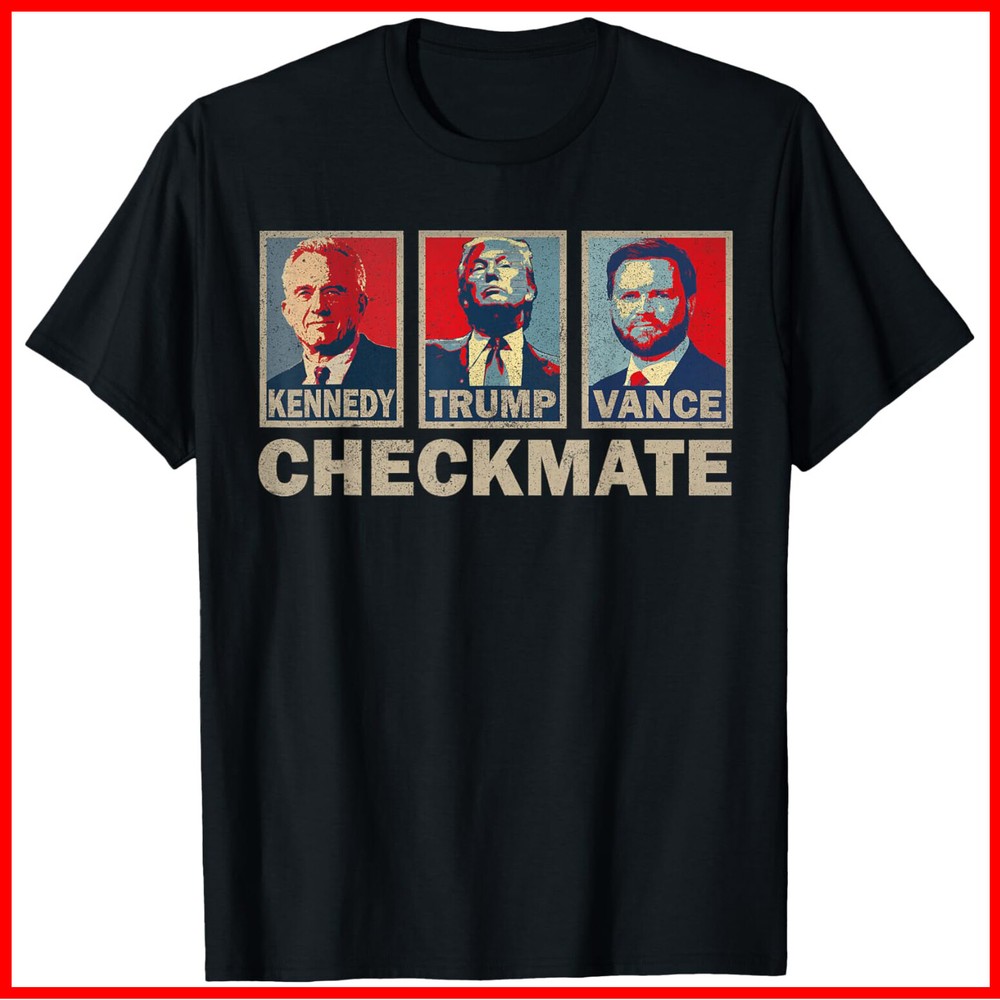 Trump Vance Kennedy Checkmate 2024 Election Republican Black Cotton T-Shirt