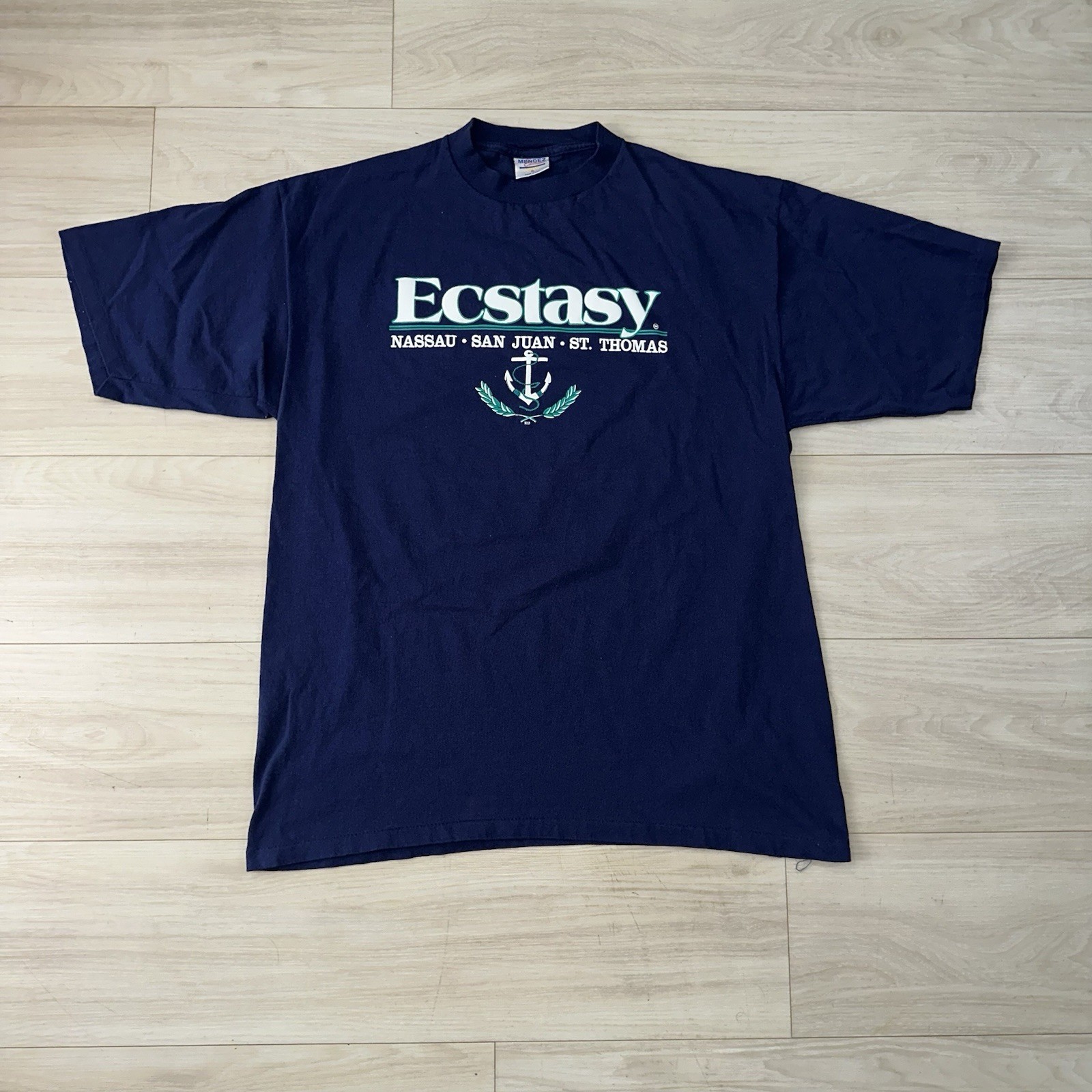 Vintage 90s Ecstasy Travel Shirt Size XL Navy Blue Islands San Juan Nassau Humor gallery