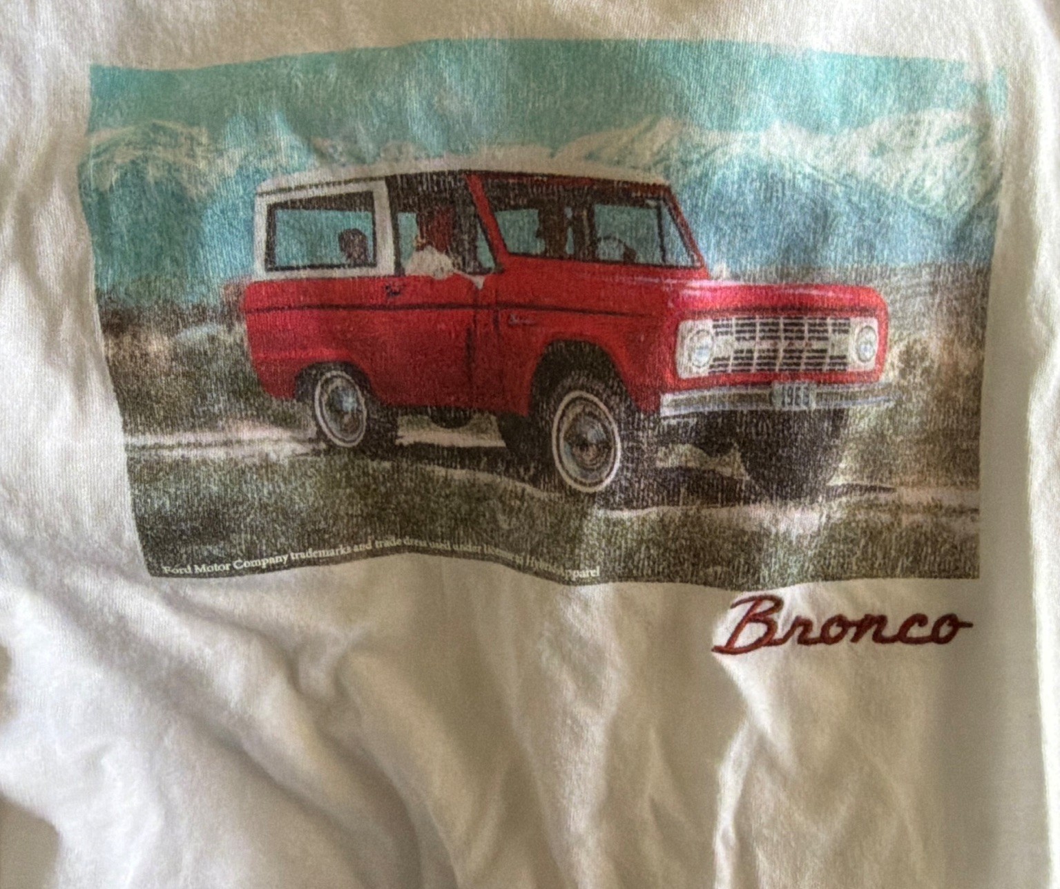 Abercrombie & Fitch A&F Essentials Skimming Tee White Bronco Graphic Tee S