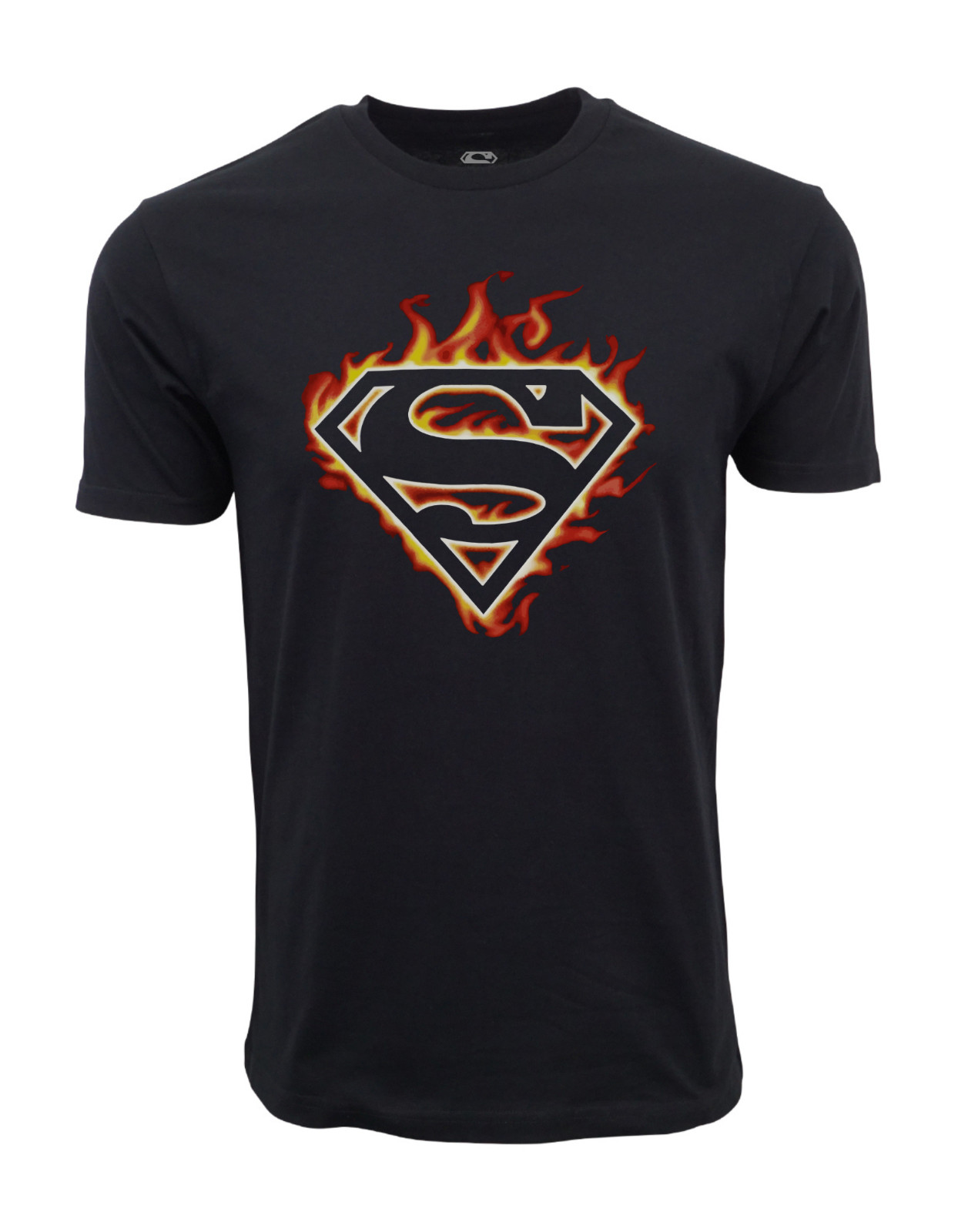 SUPERMAN FIRE ORIGINAL LOGO T SHIRT BLACK TEE OFFICIAL ITEM