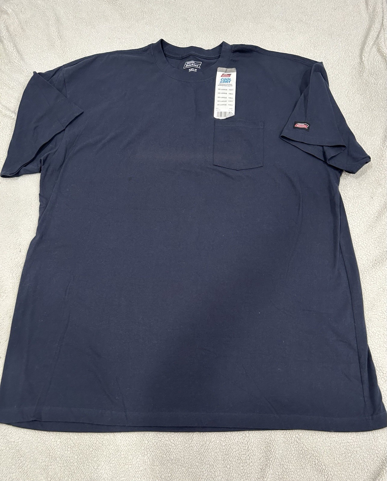 Dickies Men’s Long Length Short Sleeve Cool & Dry Pocket Tee Navy Blue Size 3XL