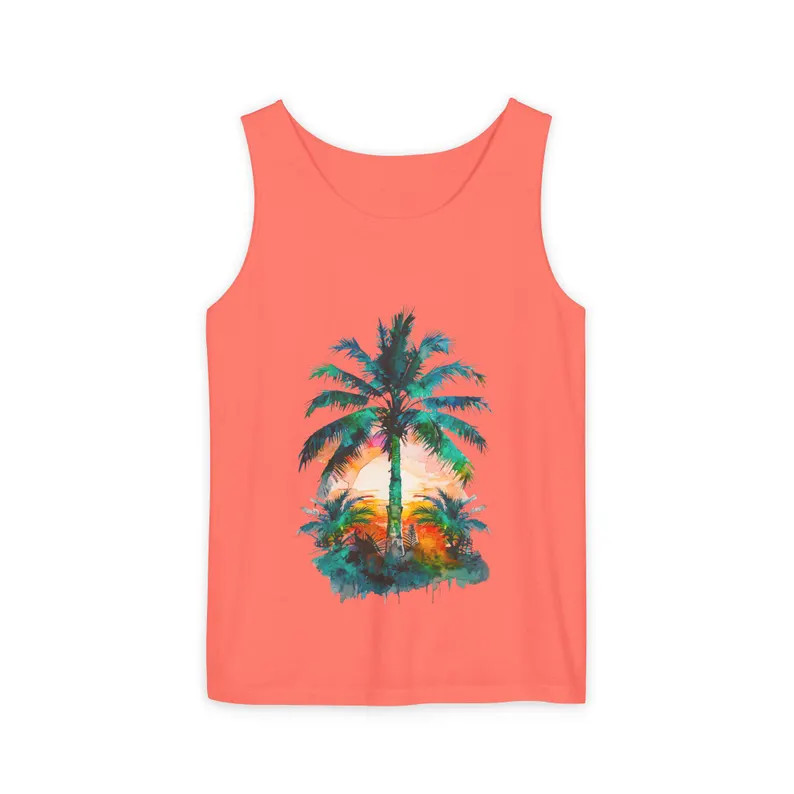 Tropical Palm Tree Sunset Tank Top Beach Vacation Apparel gallery