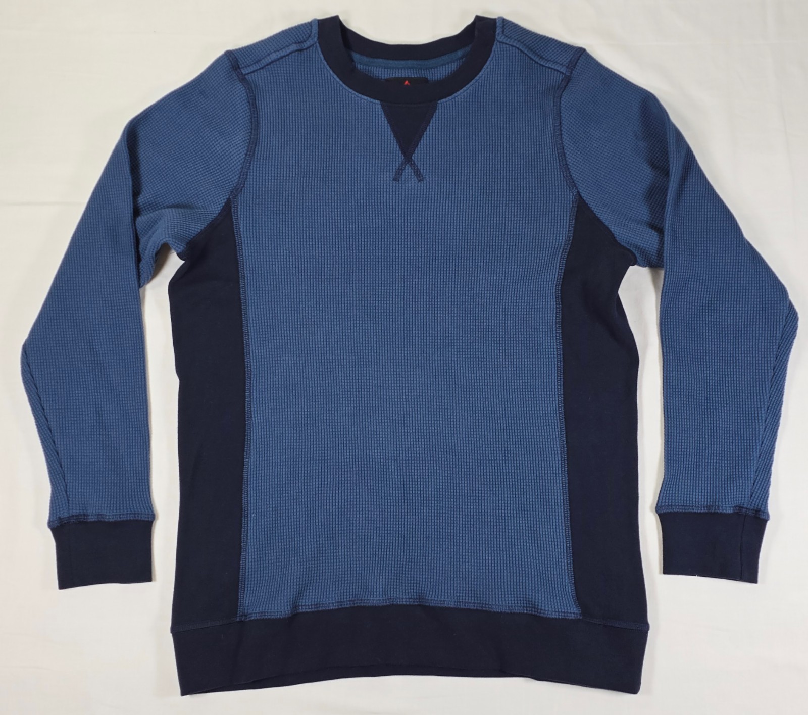 American Giant Men’s Colorblock Summit Waffle Long Sleeve Crew M Navy Blue NEW
