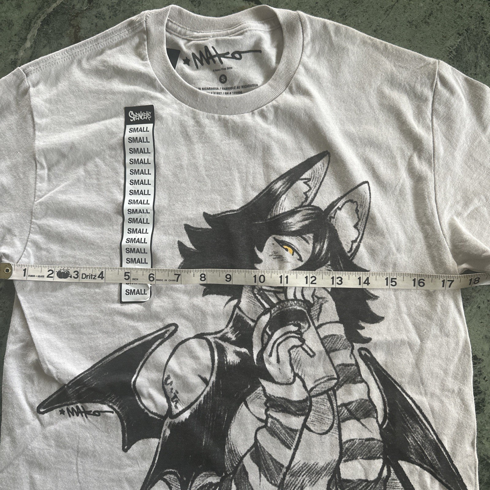New Spencers Mako Vice T-shirt Size S Goth Girl Bat Black on Grey Punk Street gallery