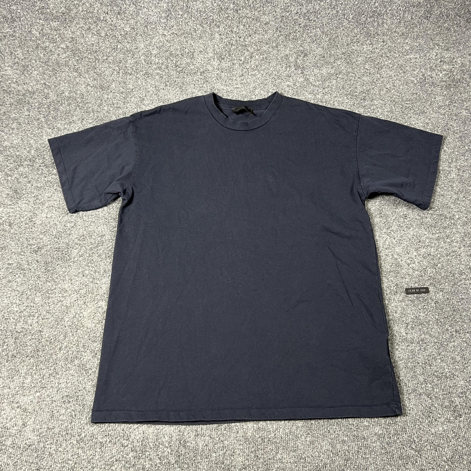 Fear Of God Shirt Mens XL Navy Blue 7 Back Graphic Made USA Cotton Flaw gallery