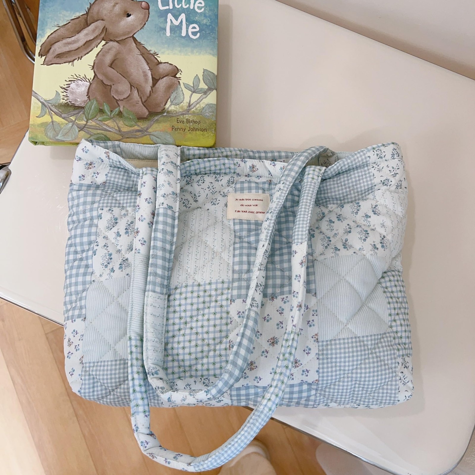 Floral Quilted Tote Bag with Zipper Lightweight Reusable for Women Cotton Sho... gallery