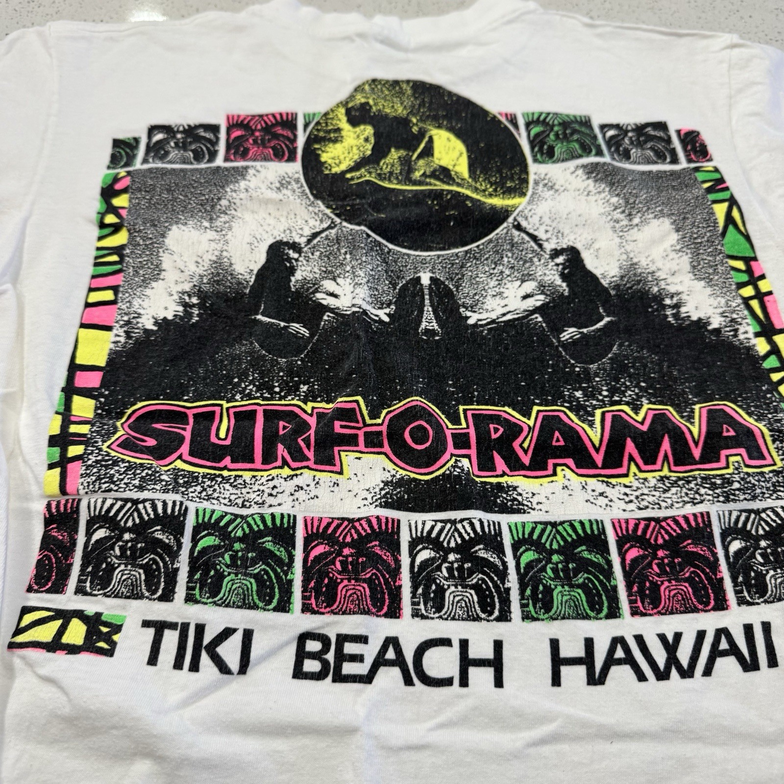 Vintage T Shirt Men Dual Double Side Single Stitch USA Tiki Beach Surf 90s Neon gallery