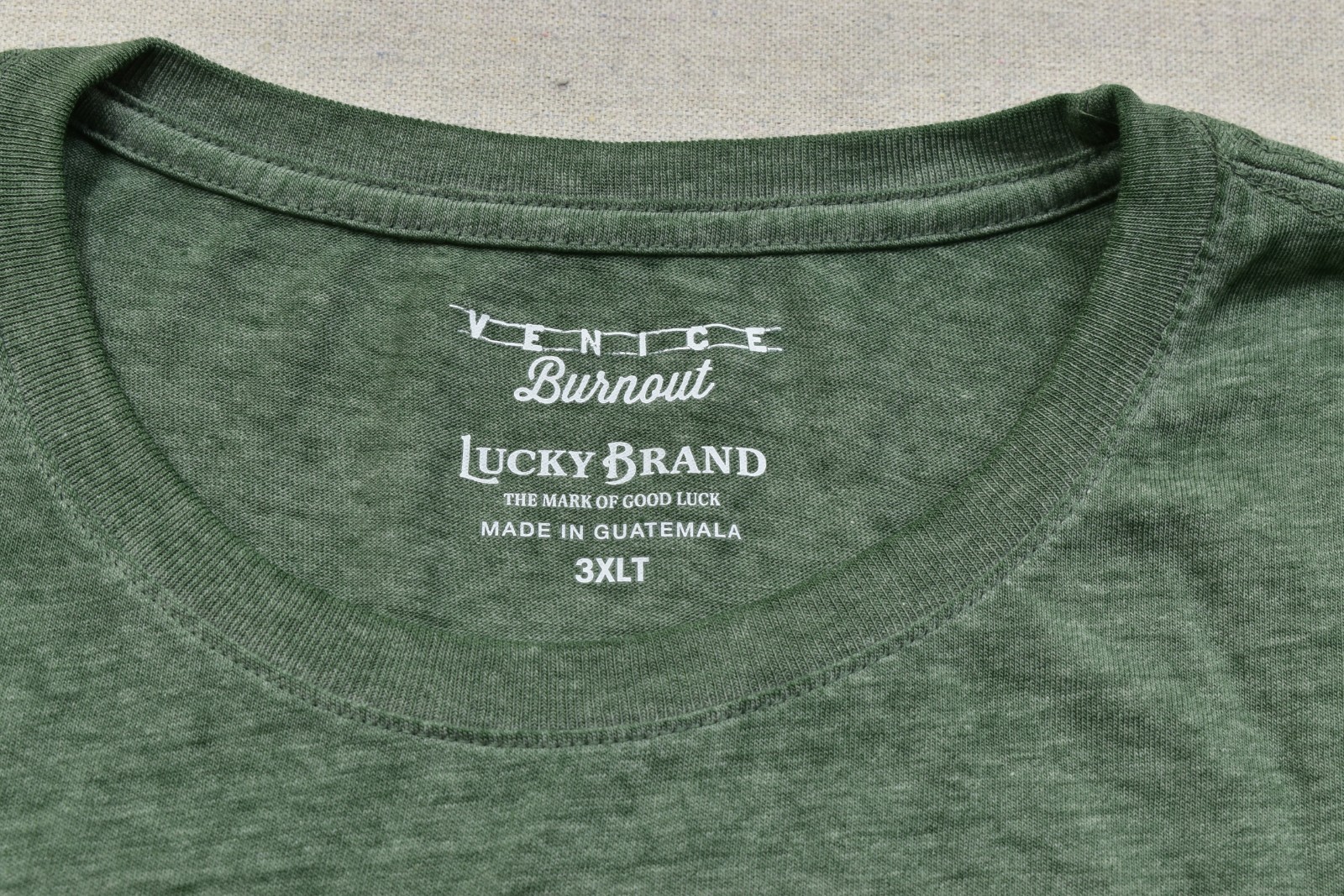 Lucky Brand Men's Lucky Label Green Short Sleeve Crew Neck Size 3XLT NEW gallery