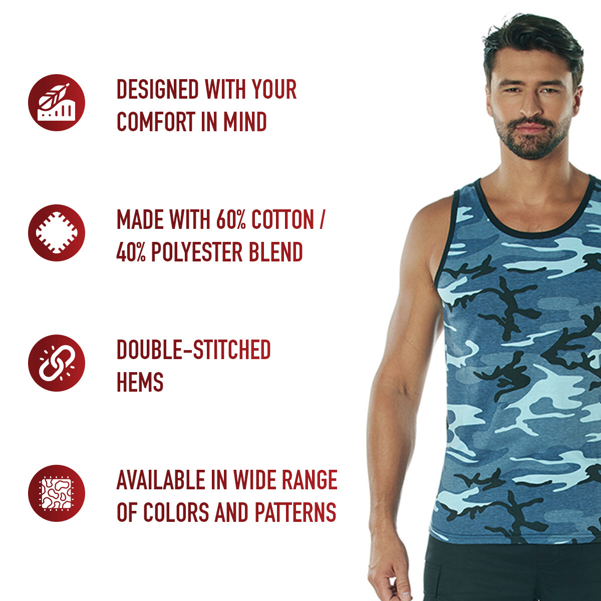 Mens Sky Blue Camouflage Tank Top - Camo Sleeveless Tanktop T-Shirt Rothco 67705 gallery