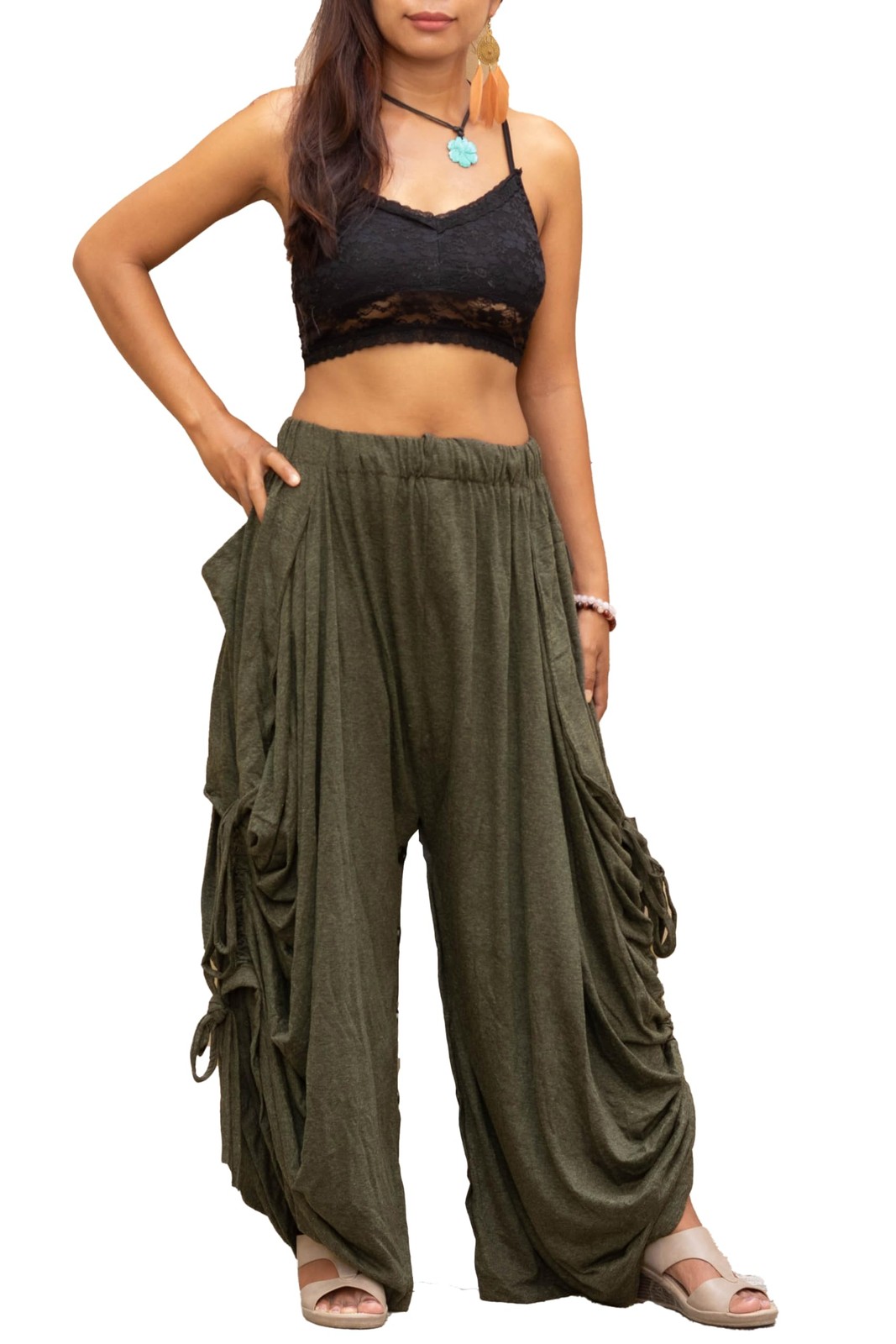 Thaluta Women's Palazzo Pants Wide Leg Lounge Convertible Maxi Skirt with Poc... gallery