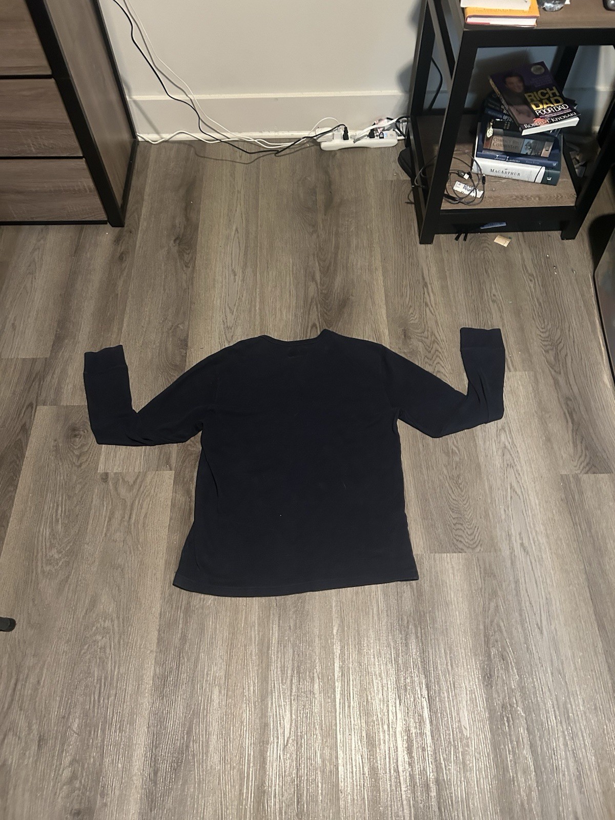 Abercrombie & Fitch Mens Large Navy Thermal Waffle Knit Henley Shirt gallery