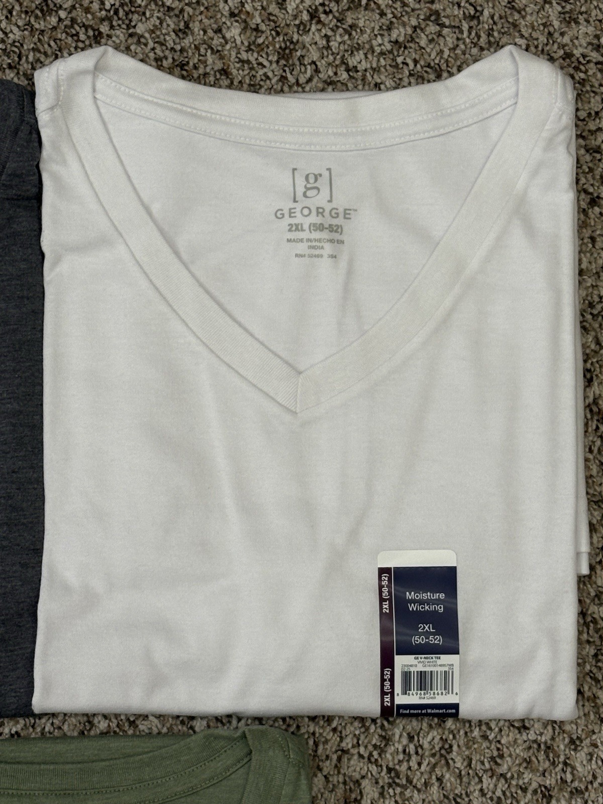 New George 3-PACK Men’s V-Neck T-shirt Tee Moisture Wicking Size 50-52 2XL (G5) gallery