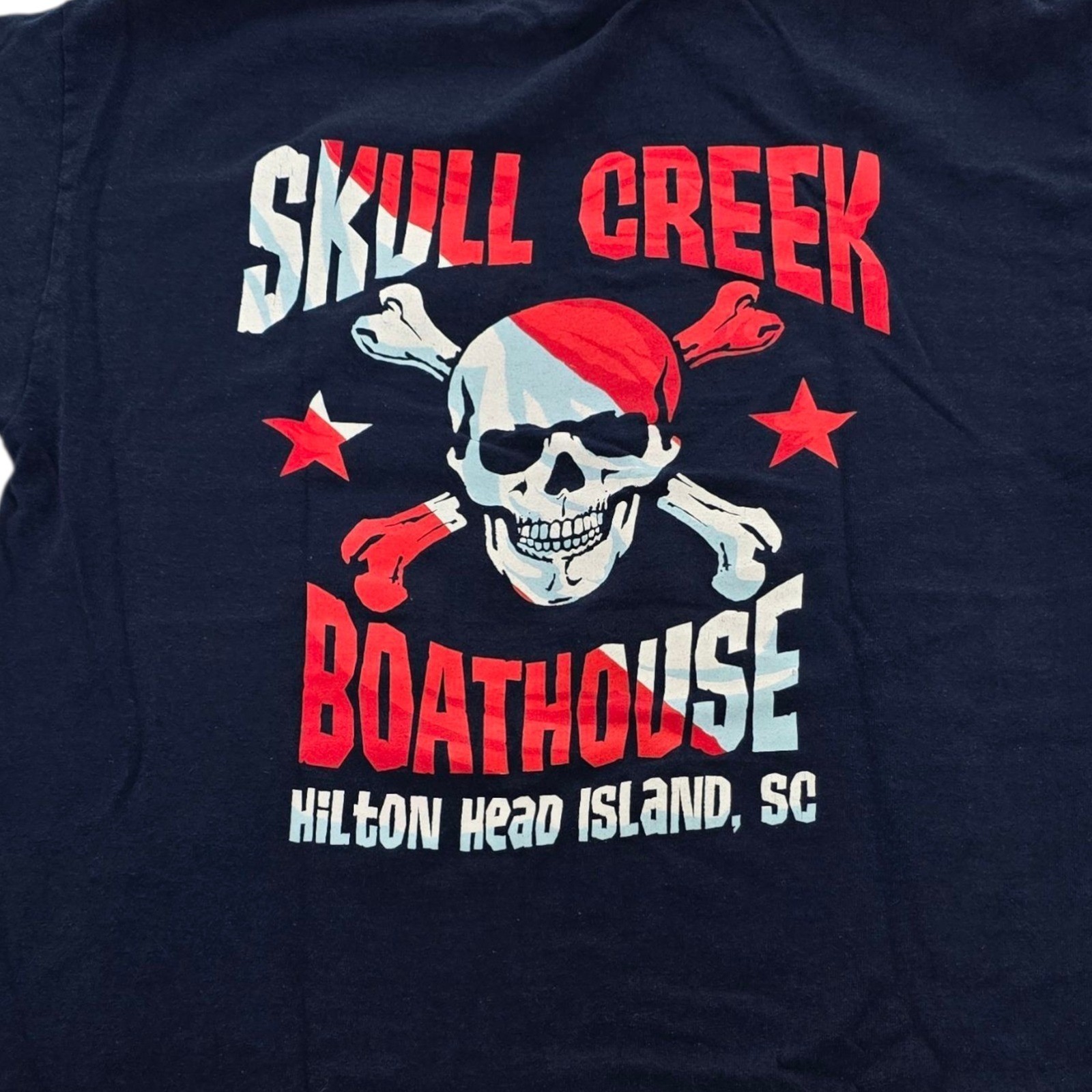 Skull Creek Boathouse T-Shirt Hilton Head SC Dive Flag Graphic Gildan M gallery