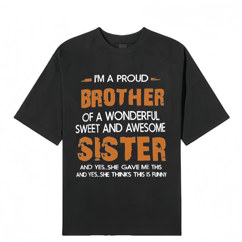 Men's "brother and sister" T-shirt, crew neck casual wear, spring and summer. gallery