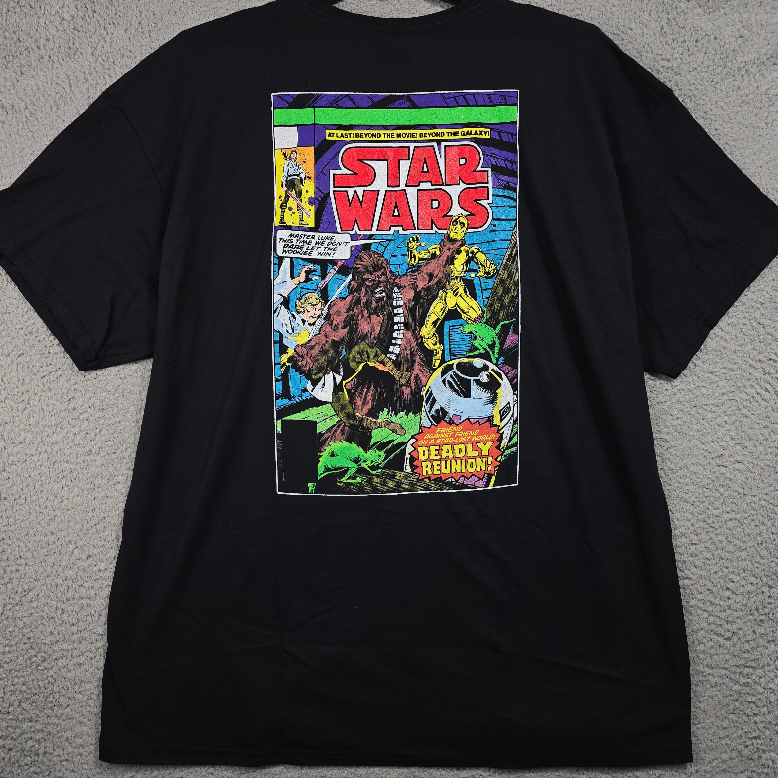 Star Wars Comic Book Shirt Mens 2XL XXL Black Chewbacca Luke C3P0 R2D2 NWT gallery