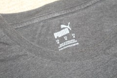 Puma Athletics Men’s White Embossed Logo w/ Yellow Outline Dark Gray T-Shirt