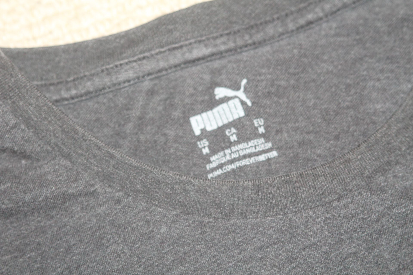 Puma Athletics Men's White Embossed Logo w/ Yellow Outline Dark Gray T-Shirt gallery