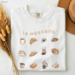 le weekend Coffee Croissant Comfort Tee Shirt Relaxed