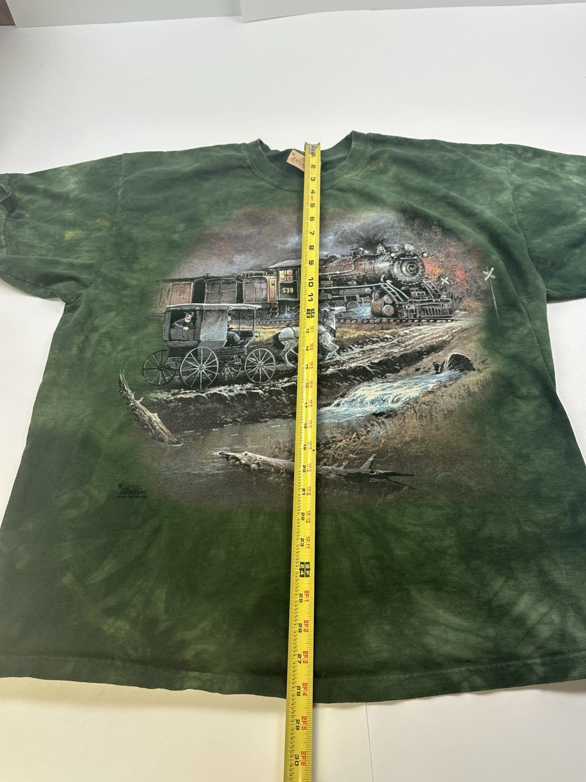 Vintage 2004 THE MOUNTAIN TIE-DYE STEAM TRAIN T-Shirt XL locomotive gallery