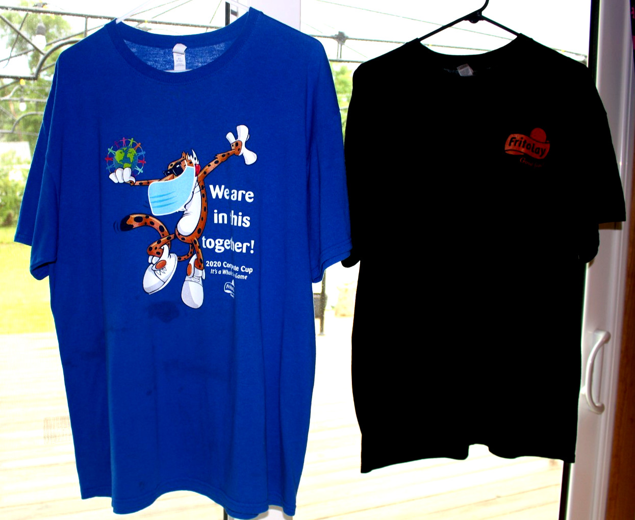 Frito Lay Lot (2) XL T-shirts Both feature Chester Cheetah Black & Blue gallery