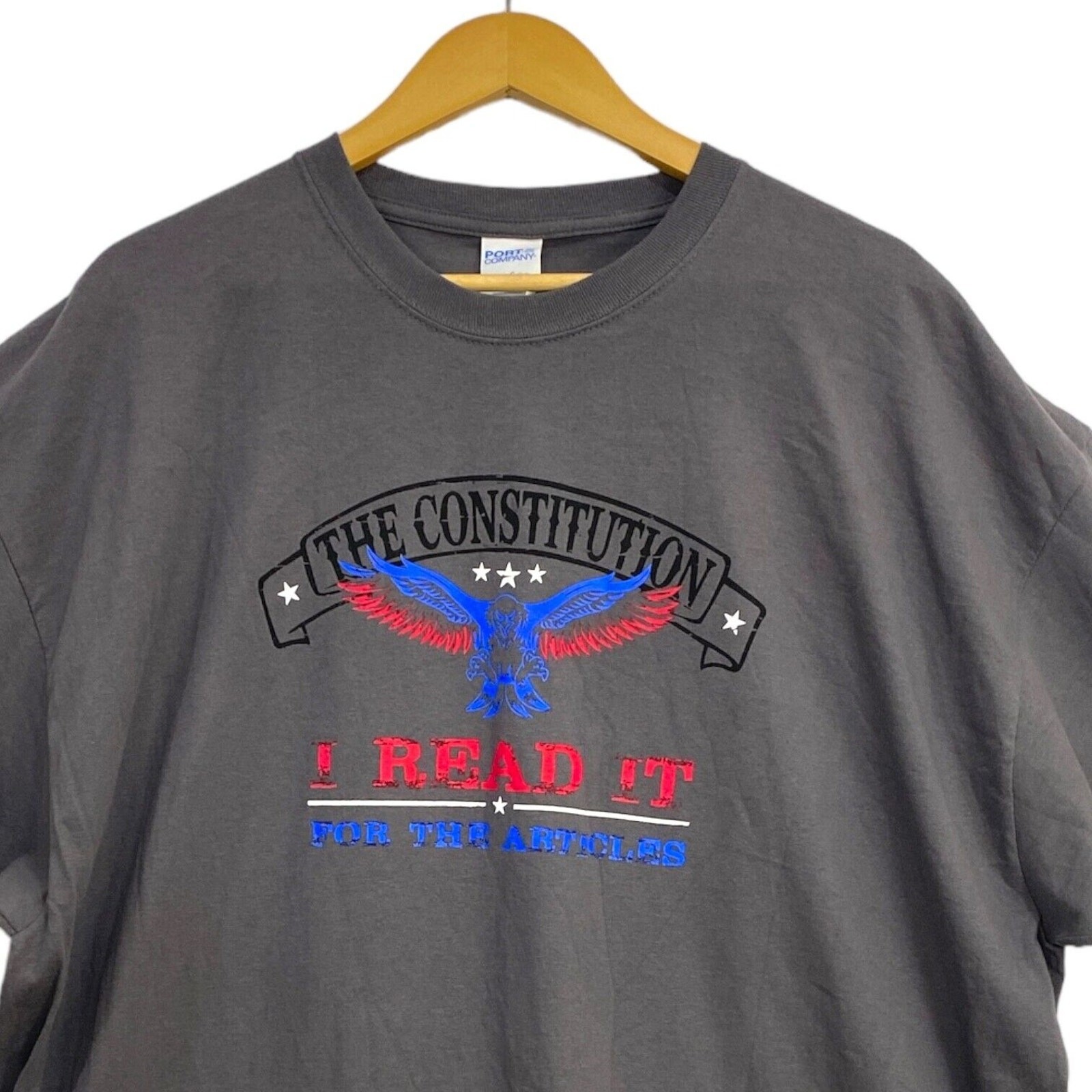 Port & Company Mens Tee 3XL Gray The Constitution Patriotic Red White Blue Eagle gallery