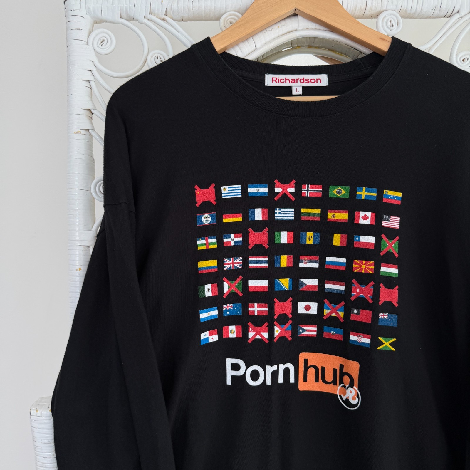 RICHARDSON X Pornhub Shirt Mens Large Black Banned In Pullover Capsule Release gallery