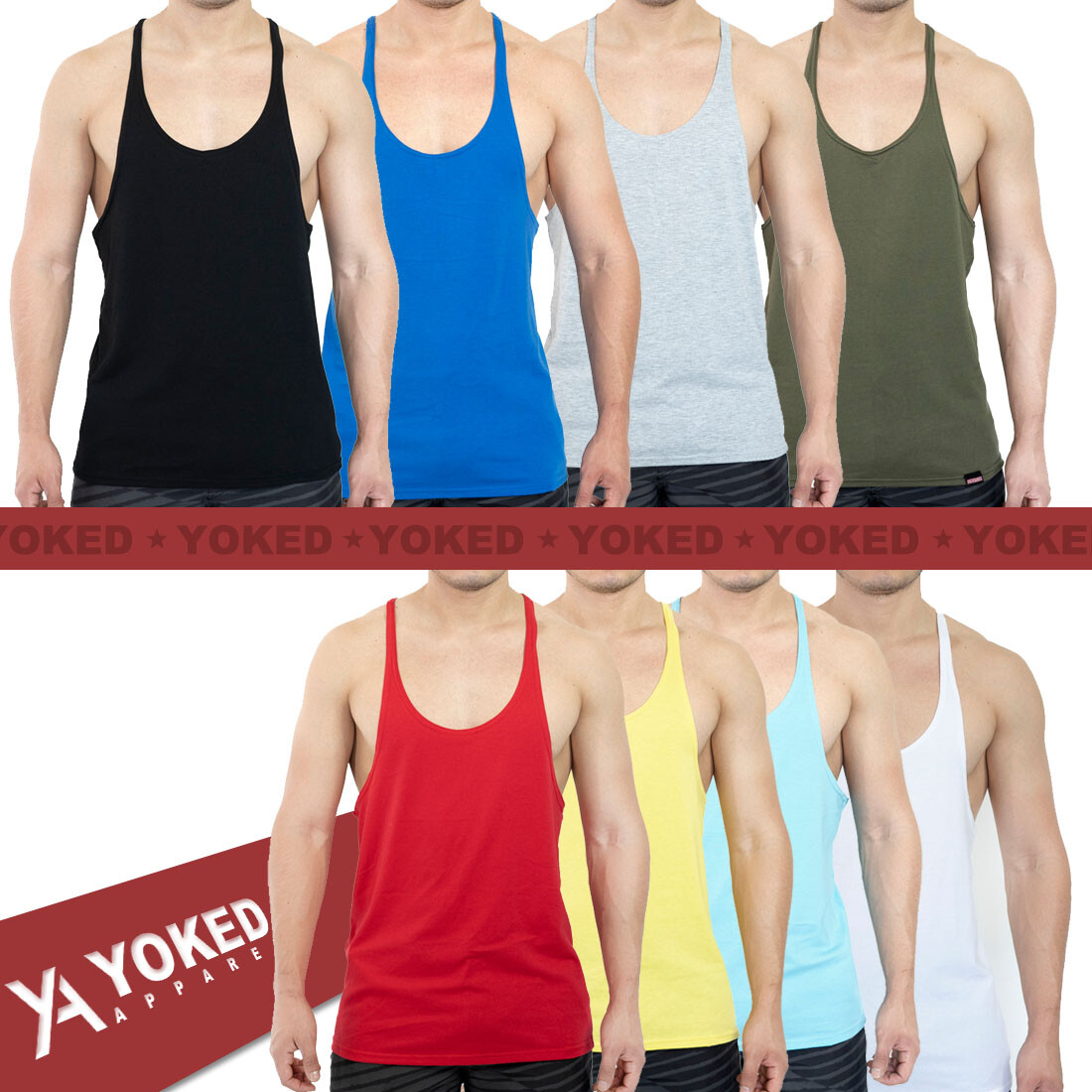 YOKED Apparel Thin Strap Stringer Men Tank Top Bodybuilding & Fitness Style 1221 gallery