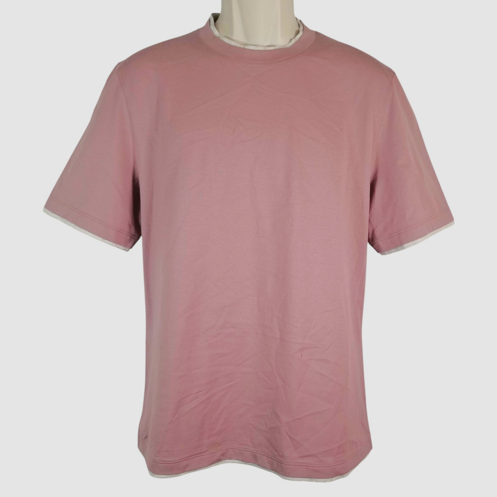 Brunello Cucinelli Men Purple Tipped Short-Sleeve Tee Crew-Neck T-Shirt Size M gallery